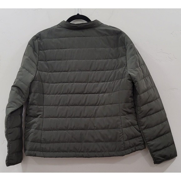 Chico's Open Front Boho Quilted Jacket Olive Green with Crystal Jeweled sz.2 - Picture 2 of 8